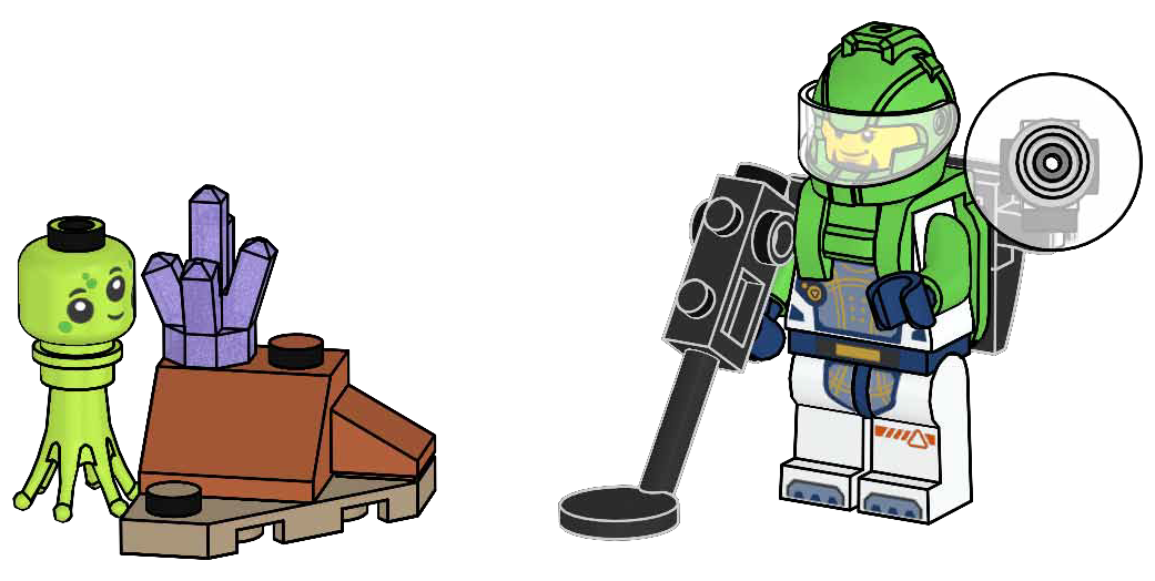 Lego Astronaut with Alien and Crystal