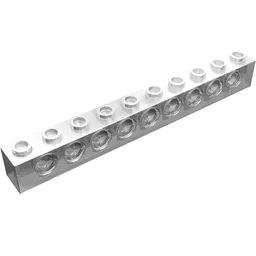Technic Brick 1 x 10 [9 Pin Holes] / Trans-Clear