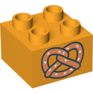 Lego Duplo Brick 2 x 2 with Pretzel Print / Bright Light Orange
