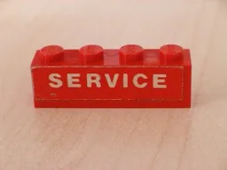 Brick 1 x 4 with White 'SERVICE' Text on Red Background Pattern (Sticker) - Set 646