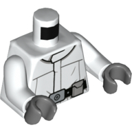 Lego Torso Imperial Crew Uniform with Black Belt with Buckle and Pouch Print, White Arms, Dark Bluish Gray Hands / White
