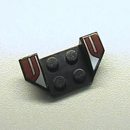 Mudguard 2 x 4 with 2 x 2 Studs and Flared Wings, Red/Silver Stripes Print (Set 8364) / Black