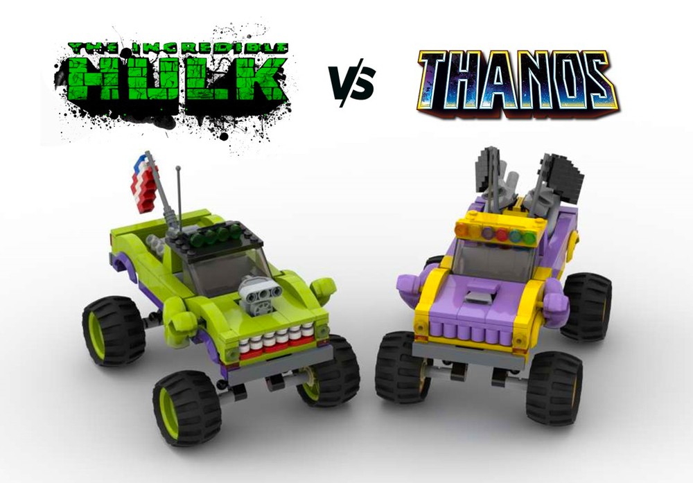 Lego Hulk vs Thanos Monster Truck - Set of Two Vehicles