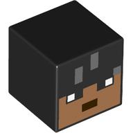 Lego Minifig Head Special, Cube, Pixelated Nougat Face, Black Eyes Print / Black
