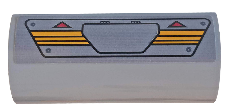 Lego Slope, Curved 2 x 4 Double with Groove with Red Triangles, Hatch and Hull Plates Pattern (Sticker) - Set 76162