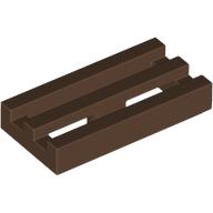 Lego Tile Special 1 x 2 Grille with Bottom Groove / Brown