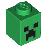 Brick 1 x 1 with Minecraft Micro Mob Creeper Face Print / Green