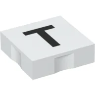 Duplo Tile 2 x 2 with Capital 'T' Print / White