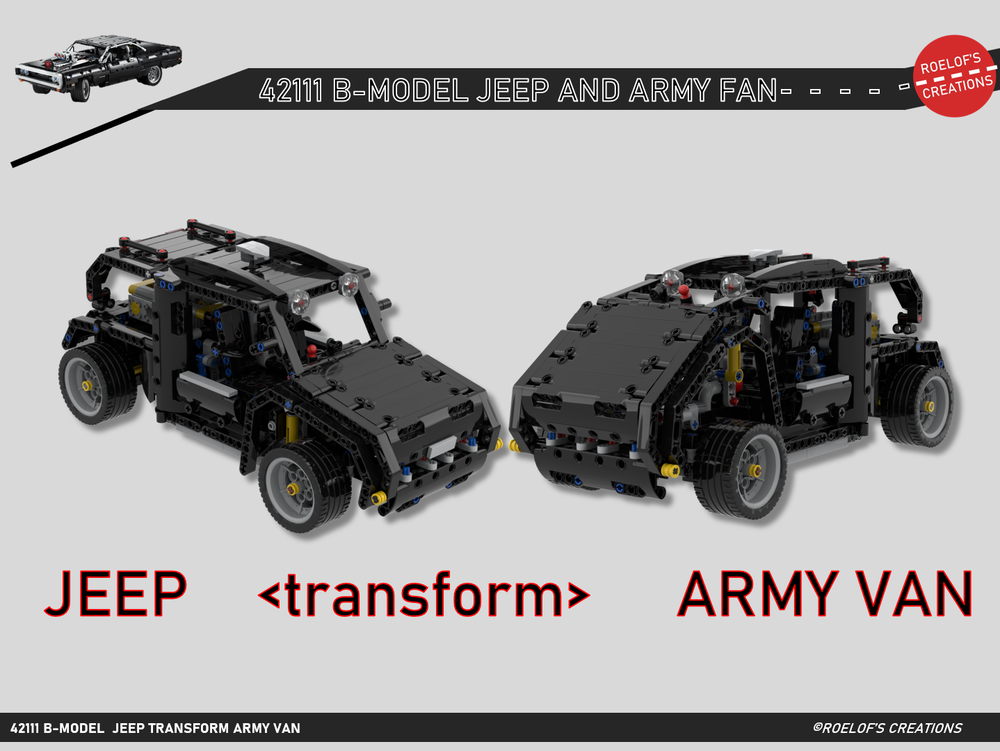 Lego 42111 B-model JEEP transform ARMY VAN
