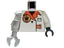 Torso Agents Villain Jacket with Orange Lapels and Buckle Pattern / White Arm Left / Metallic Silver Mech Arm Right / Black Hand Left / Metallic Silver Claw Right