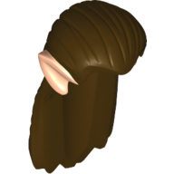 Lego Hair Long Straight with Light Nougat Elf Ears Print / Dark Brown