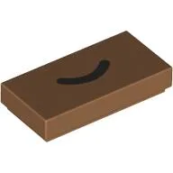 Tile 1 x 2 with Black Half Circle / Mouth Print / Medium Nougat
