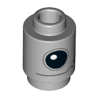 Lego Brick Round 1 x 1 Open Stud with Black Droid Eye, Dark Bluish Grey Line print / Light Bluish Gray