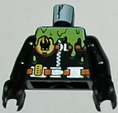 Torso Agents Villain Wetsuit with Zipper and Green Slime Pattern / Black Arms / Black Hands