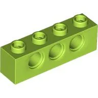 Technic Brick 1 x 4 [3 Pin Holes] / Lime