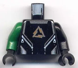 Torso Alpha Team Arctic Logo, Black Shirt and Silver Lines Pattern / Black Arm Left / Green Arm Right / Black Hands