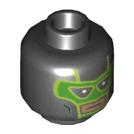 Minifig Head Green Lantern, Green Face Mask, with Nougat Mouth Hole Print / Black