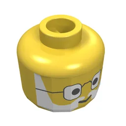 Minifig Head Dr Charles Lightning / Dr Kilroy, Round Glasses, Gray Lines Beard and Moustache Print / Yellow