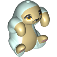 Lego Animal, Sloth with Tan Belly, Bright Light Yellow Eyes, Smile print / [No Color/Any Color]