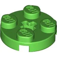 Plate Round 2 x 2 with Axle Hole Type 1 (+ Opening) / Bright Green