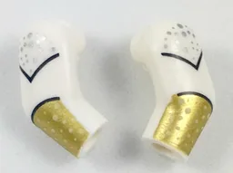 Arm, (Matching Left and Right) Pair with Silver Dots and Gold Cuffs Pattern / White