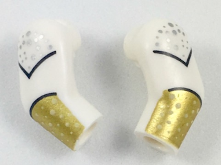 Lego Arm, (Matching Left and Right) Pair with Silver Dots and Gold Cuffs Pattern