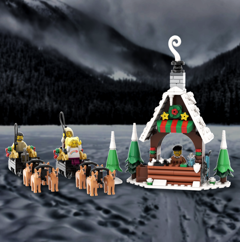 Lego Dog Sled Rental Shop - Alpine Snow Village Expansion