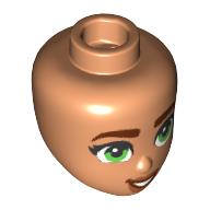 Lego Minidoll Head Reddish Brown Eyebrows, Olive Green Eyes print / Nougat