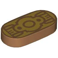 Tile Round 1 x 2 with Gold Belt Buckle Print