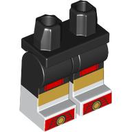 Lego Hips with Black Legs and White Boots Pattern with Bright Light Orange Shoes, Red Toes, Wide Gold Knees print