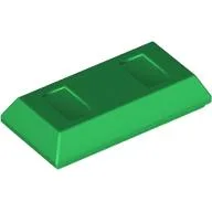 Tile Special 1 x 2 with Sloped Walls AKA Money / Gold Bar [Ingot] / Green