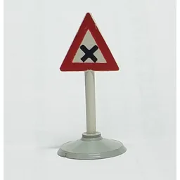 Road Sign Old Triangle with 'X' Print & Type 1 Base / White