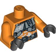 Lego Torso Silver Body Armor over White Camouflage Print, Orange Arms, Black Hands / Orange