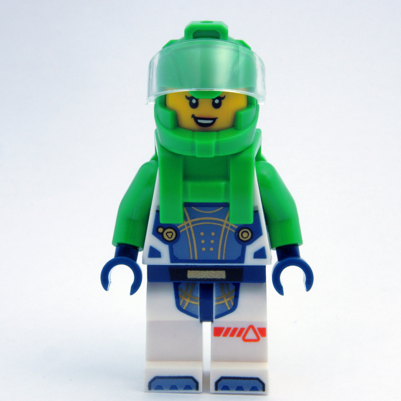 Lego Astronaut, White Spacesuit, Bright Green Backpack and Helmet