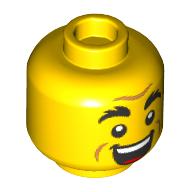 Lego Minifig Head, Thick Eyebrows, Raised Eyebrow Questioning/Open Mouth Smile Print