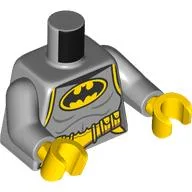 Torso, Batman Suit, Yellow/Black Logo, Utility Belt, Light Bluish Gray Arms, Yellow Hands