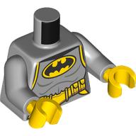 Lego Torso, Batman Suit, Yellow/Black Logo, Utility Belt, Light Bluish Gray Arms, Yellow Hands