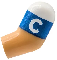 Arm, Left with Molded White Short Sleeve and Printed Blue Captain's Armband with Capital Letter C Pattern / Warm Tan