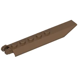Hinge Plate 1 x 8 Locking with Angled Side Extensions, Rounded Plate Underside, 9 Teeth / Brown