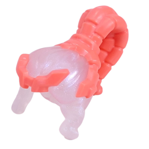 Lego Hair and Tiara, Coral Large Ponytail and Tiara Pattern / Opal Trans-Clear