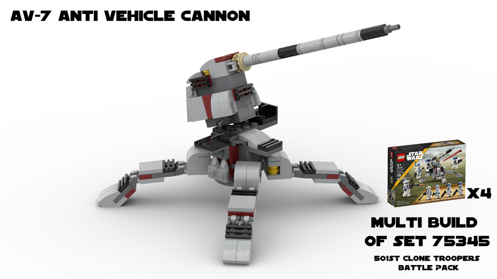 Lego AV-7 Anti-Vehicle Cannon - Multi Build of Set 75345 501st Battle Pack X4