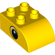 Lego Duplo Brick 2 x 3 with Curved Top with Black and White Eye Print / Yellow