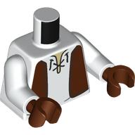 Lego Torso, White Tunic, Reddish Brown Vest print, White Arms, Reddish Brown Hands / White