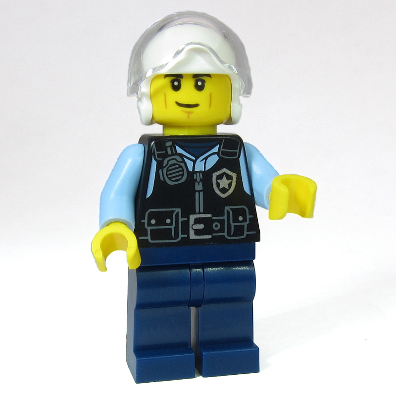 Lego Police Officer, Pilot - Black Torso, Dark Blue Legs, White Helmet