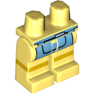 Lego Hips and Bright Light Yellow Legs with Bright Light Blue Apron and Yellow Stripe Print