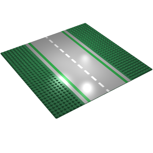 Lego Baseplate 32 x 32 with 8-Stud Straight with Road Print / Green