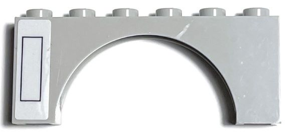 Lego Arch 1 x 6 x 2 - Medium Thick Top without Reinforced Underside with Black Rectangle on White Background Pattern Model Right Side (Sticker) - Set 75309