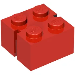 Brick 2 x 2 without Bottom Tubes, Slotted (with 2 slots, opposite) / Vintage Red