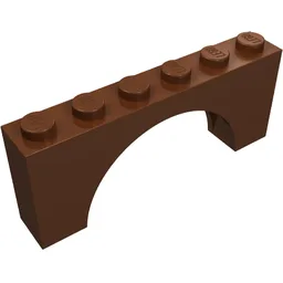 Brick Arch 1 x 6 x 2 - Thick Top with Reinforced Underside / Reddish Brown