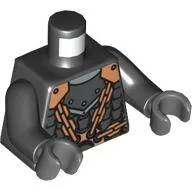 Torso, Scale Mail, Copper Shoulder Armour and Chains Front and Back Print, Black Arms, Dark Bluish Gray Hands